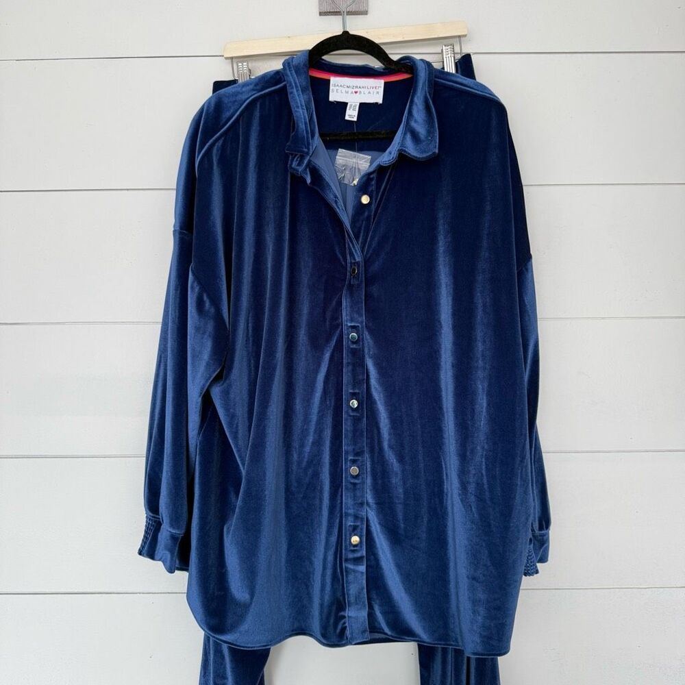Isaac Mizrahi x Selma Blair Women’s 2X Blue Velvet 2 Piece Set Outfit NWOT